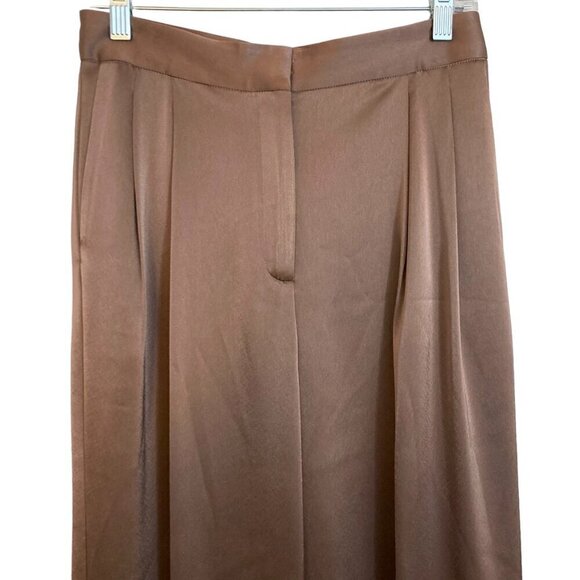 BABATON X ARITZIA Pleated High Waisted Wide Leg Drapey Satin Pants in Saville - Picture 8 of 12